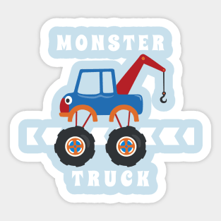 Vector illustration of monster truck with cartoon style Sticker